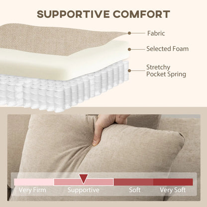 Sectional Couch, 3 Seater L-Shaped Sofa, Changeable Chaise, Beige 3-Seater Sofas at Gallery Canada