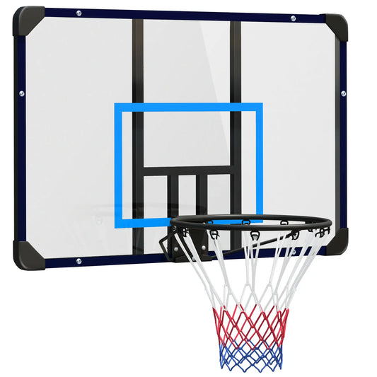 Panier de basket mural, panneau arrière 45" x 29", jante durable, filet toutes conditions météorologiques