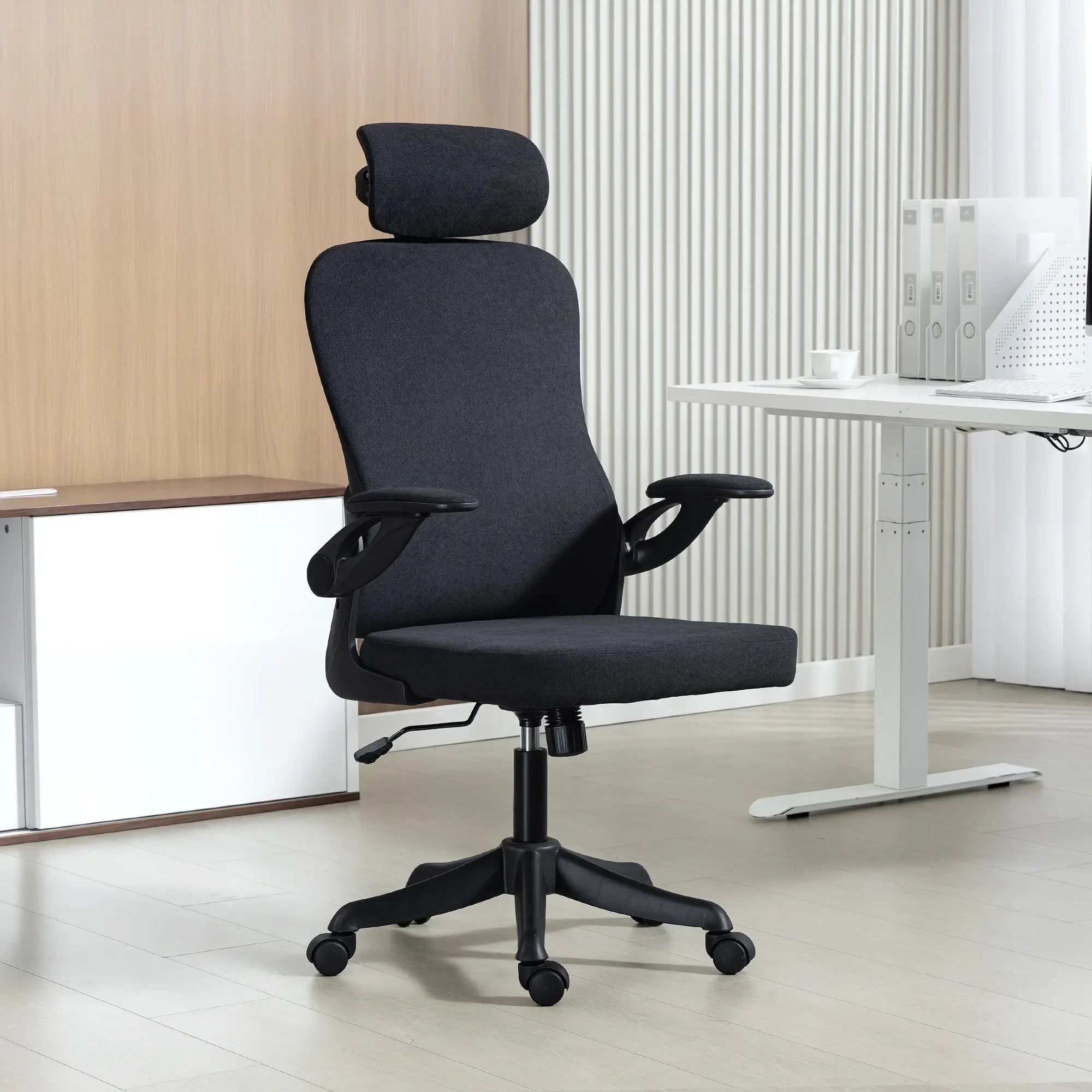 Ergonomic Office Chair, Adjustable Lumbar Support, Headrest, Flip-up Armrests, Black Task Chairs at Gallery Canada