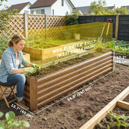8 x 1.3 x 1.5ft Galvanized Raised Garden Bed, Brown Wood Effect, Brown Galvanized Planter Boxes at Gallery Canada