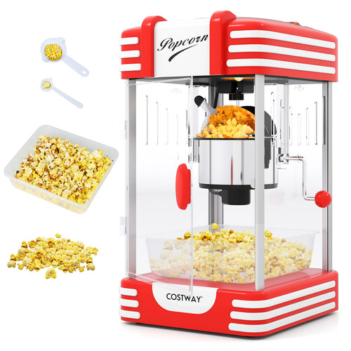 Countertop Popcorn Maker, Stainless Steel Kettle, Red