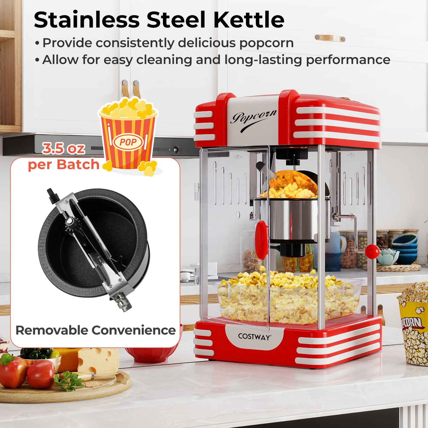 Countertop Popcorn Maker, Stainless Steel Kettle, Red Small Appliances at Gallery Canada