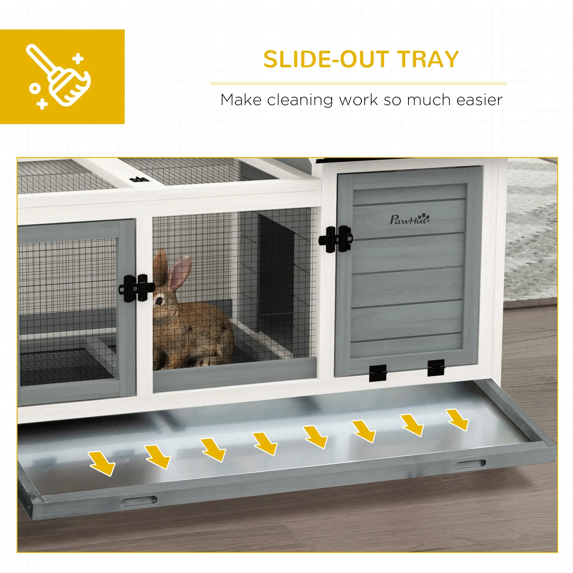 Rabbit Cage With Wheels, Ramp, Run, Tray, Indoor Outdoor, Grey Rabbit Hutch at Gallery Canada