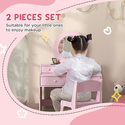 Kids Vanity Set, Makeup Table with Mirror, Stool, Drawers, Ages 3-8, Pink Toy Vanity at Gallery Canada