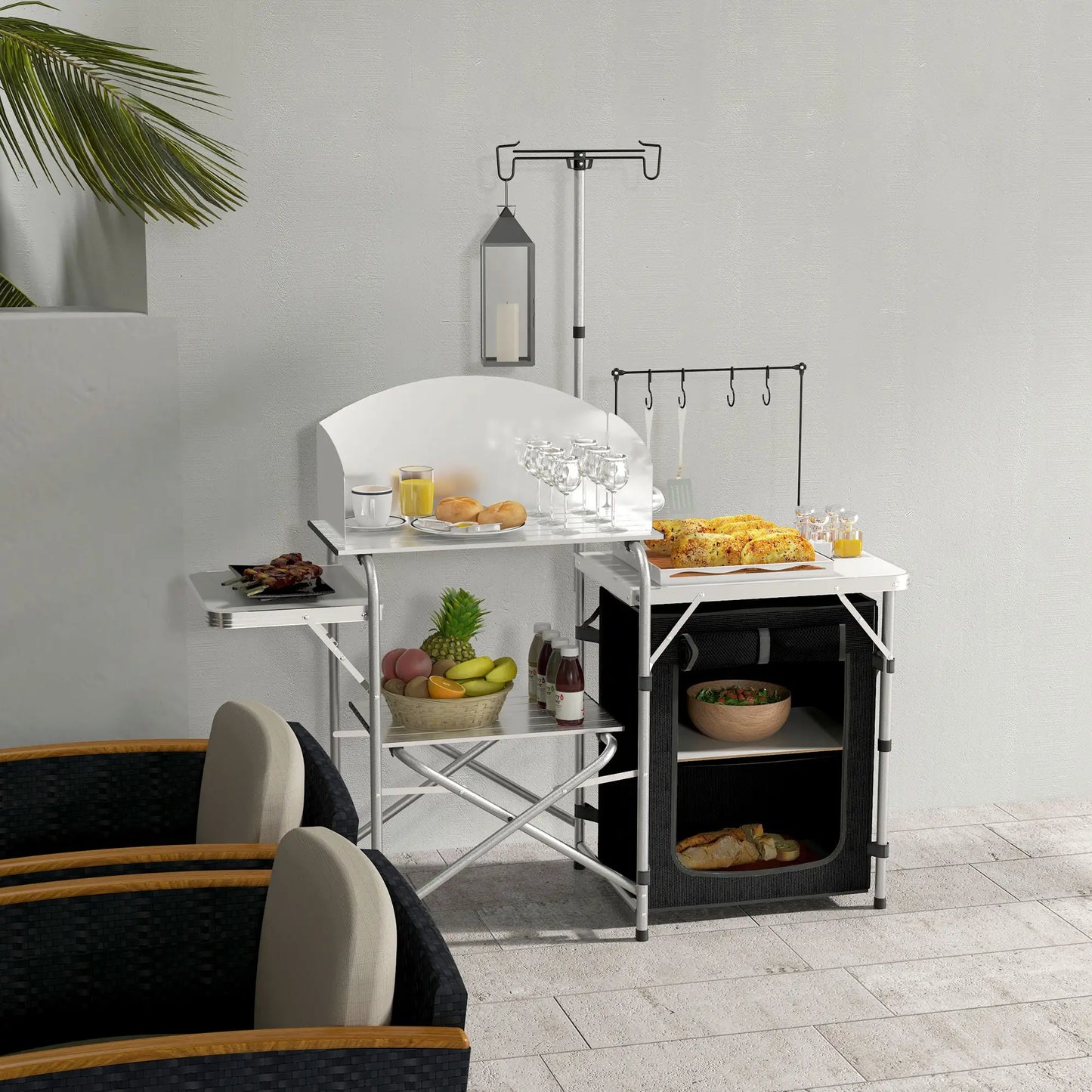 Camping Kitchen Table, Aluminum Folding with Storage, Silver Picnic Tables & Camping Chairs at Gallery Canada