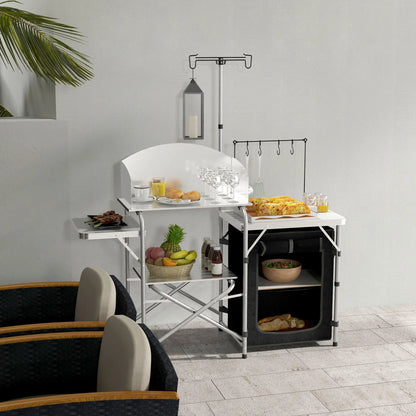 Camping Kitchen Table, Aluminum Folding with Storage, Silver Picnic Tables & Camping Chairs at Gallery Canada
