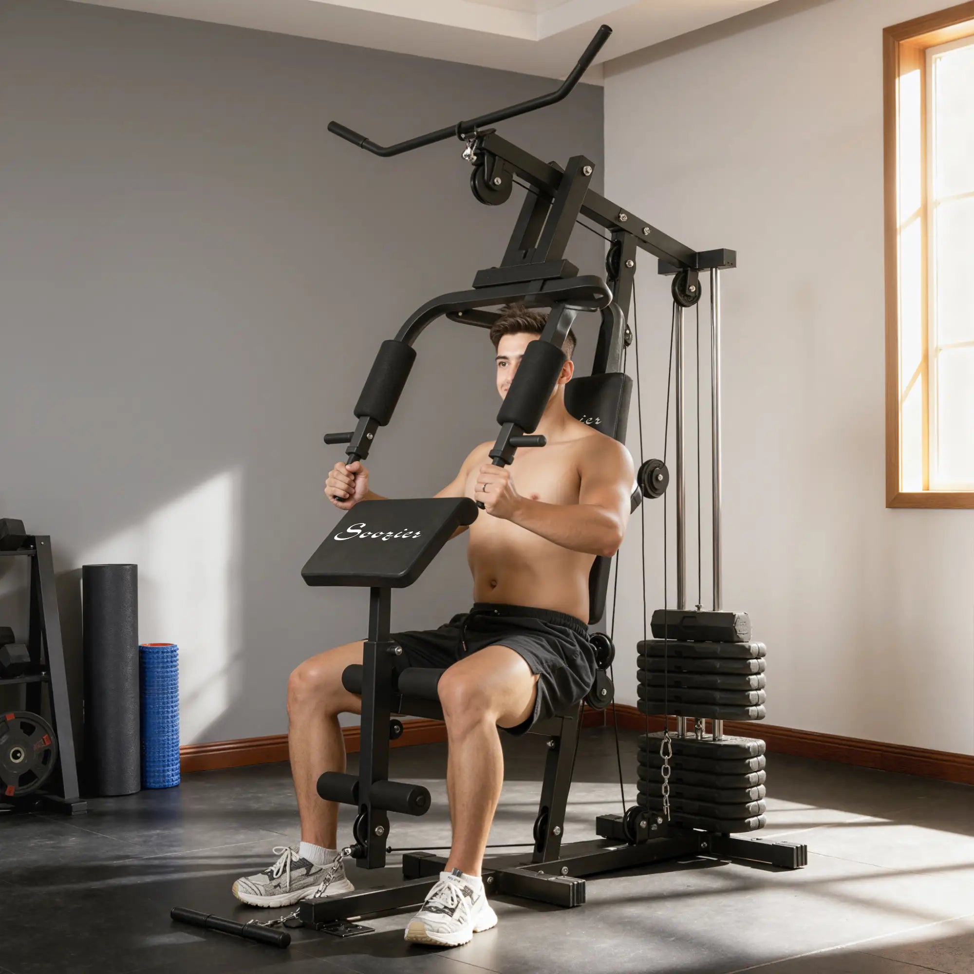 Weight Training Machine, Multifunction Gym Equipment, 143lbs, Black Power Towers at Gallery Canada