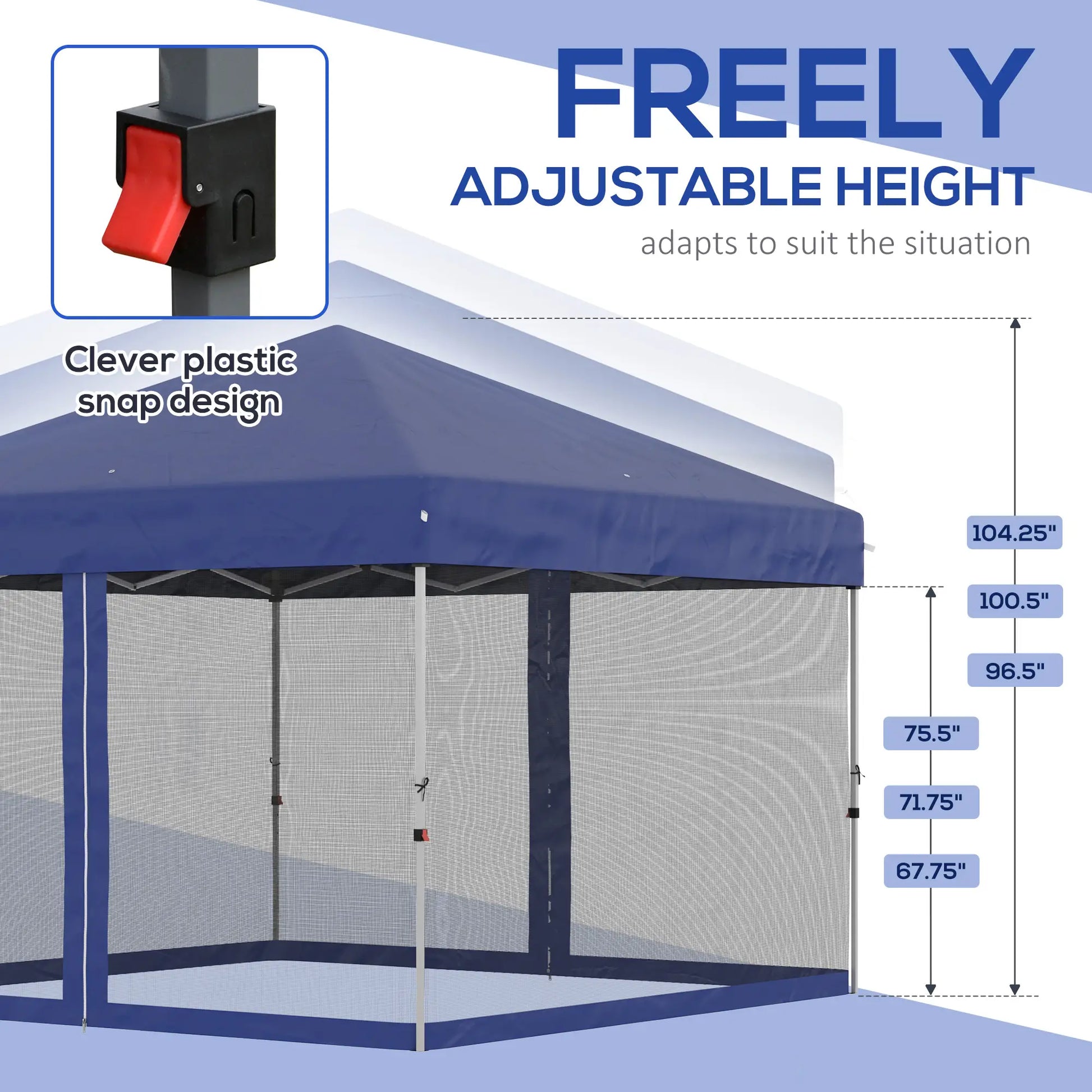10' x 10' Pop-Up Canopy Tent, Mesh Sidewalls, Adjustable Height, Blue Pop Up Canopies at Gallery Canada