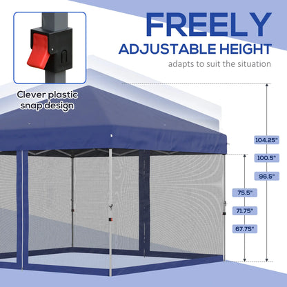 10' x 10' Pop-Up Canopy Tent, Mesh Sidewalls, Adjustable Height, Blue Pop Up Canopies at Gallery Canada
