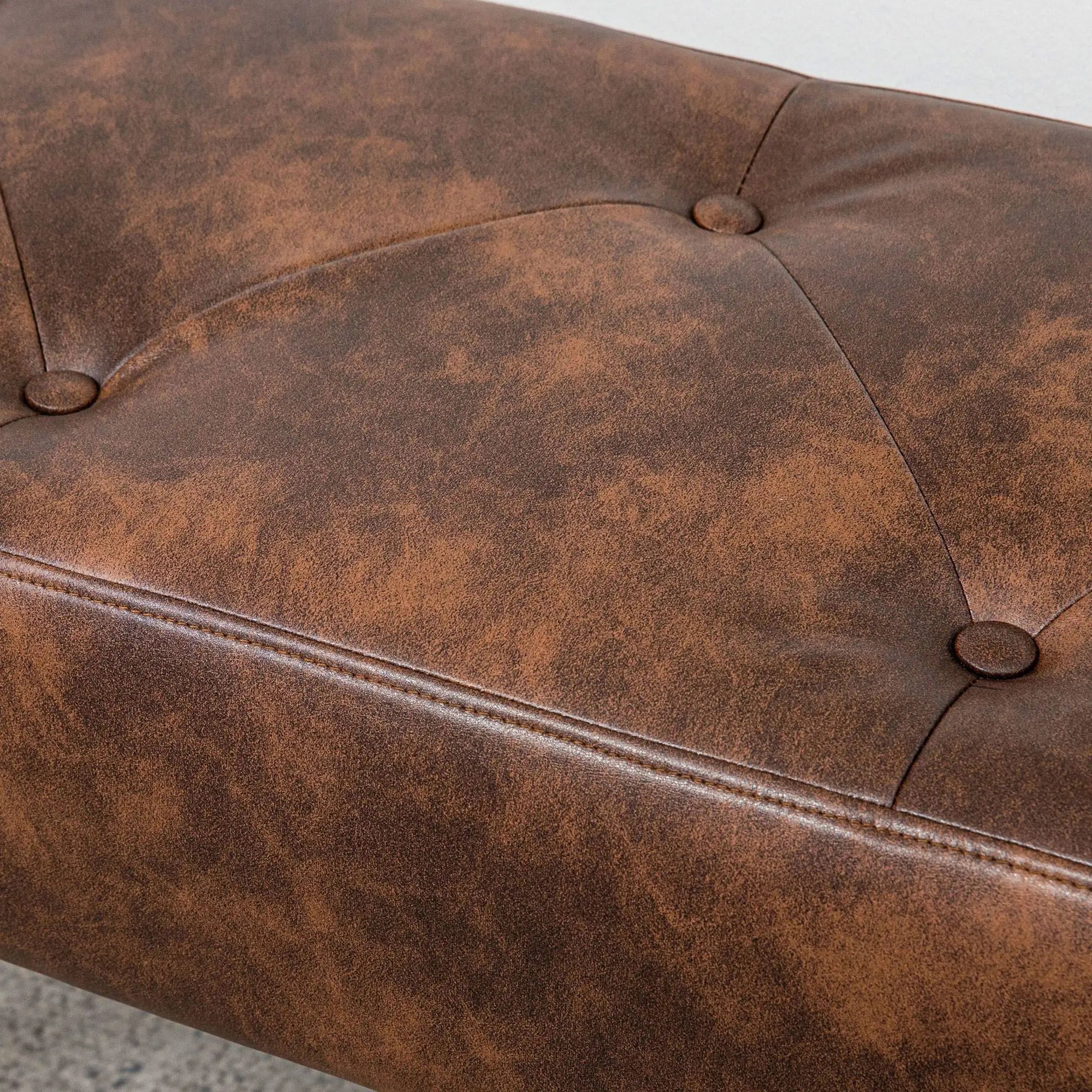 Button Tufted PU Leather Bench, Wood Legs, Brown Storage Ottomans & Benches at Gallery Canada