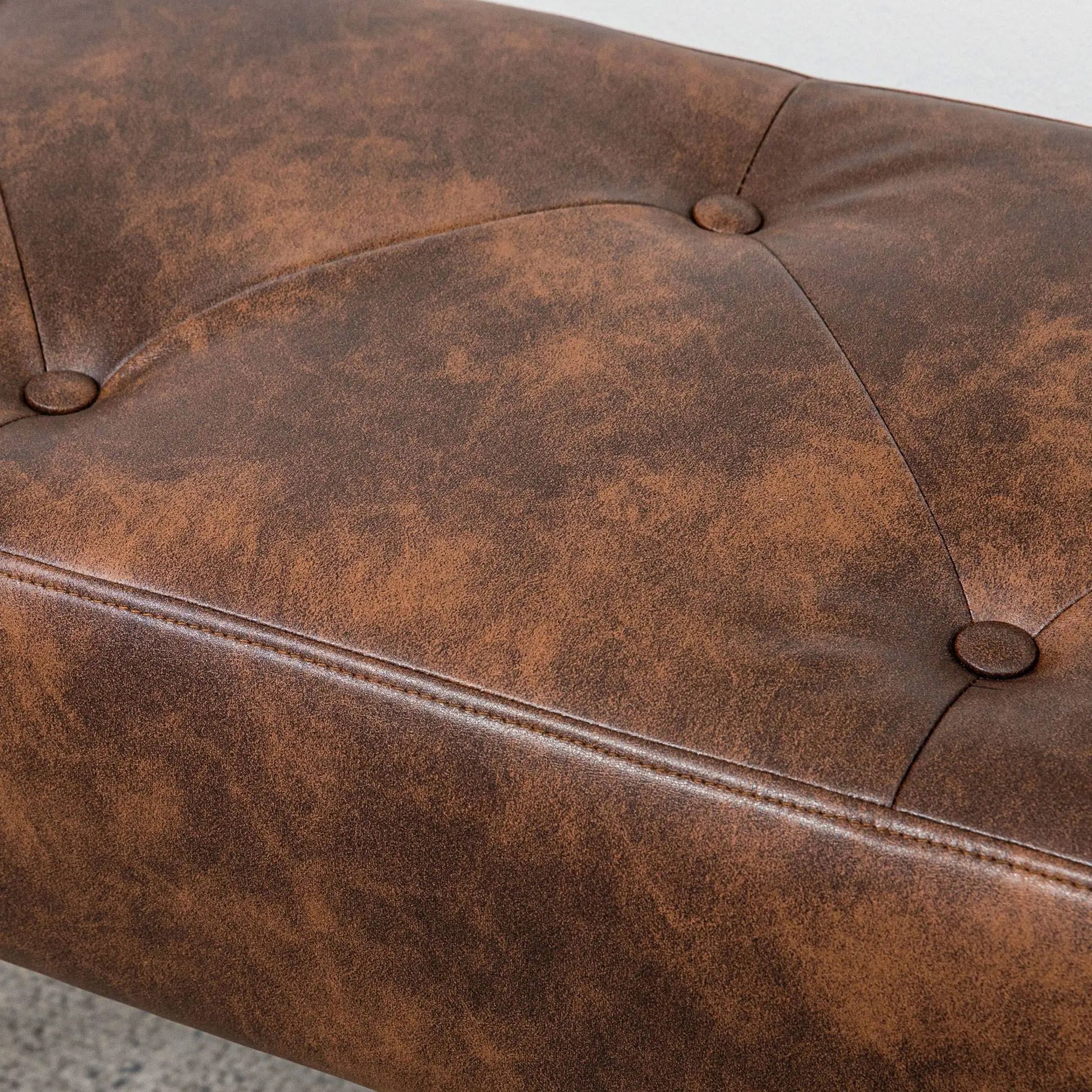 Button Tufted PU Leather Bench, Wood Legs, Brown Storage Ottomans & Benches at Gallery Canada