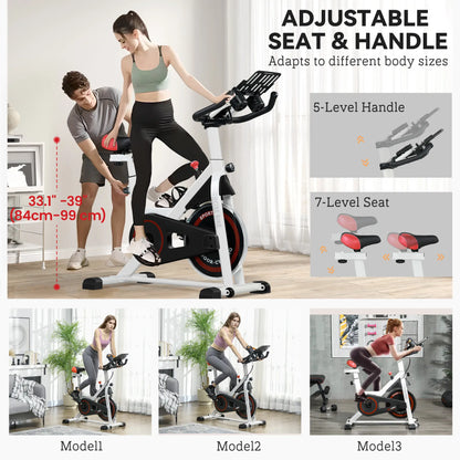 Adjustable Upright Exercise Bike, LCD Display, Indoor Cycling, Adjustable Resistance, White Exercise & Stationary Bikes at Gallery Canada
