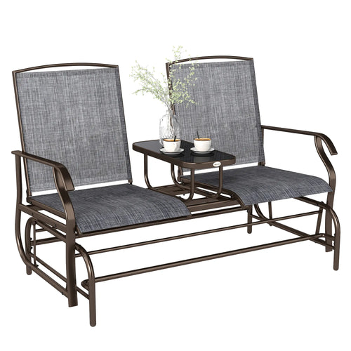 2 Person Patio Glider Rocking Chair, Outdoor Loveseat, Grey
