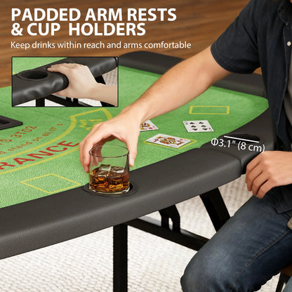 Poker Table Foldable, 72" 8 Player Casino Blackjack Texas Holdem, Green Game Tables at Gallery Canada