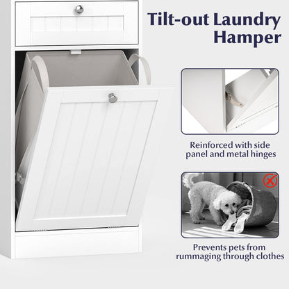 Laundry Hamper Cabinet With Drawer, Tilt-Out Design, White Laundry Baskets at Gallery Canada