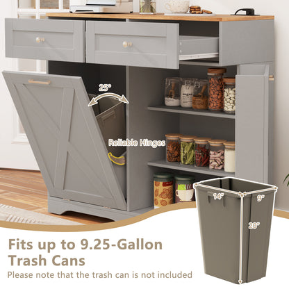 Tilt Out Trash Can Cabinet with Outlets and Adjustable Shelf, Gray Sideboards Cabinets & Buffets at Gallery Canada