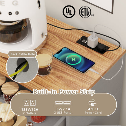 Tilt Out Trash Can Cabinet with Outlets and Adjustable Shelf, Gray Sideboards Cabinets & Buffets at Gallery Canada