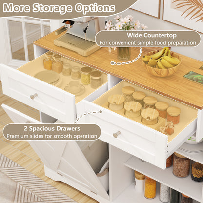 Tilt Out Trash Can Cabinet with Outlets and Adjustable Shelf, White Sideboards Cabinets & Buffets at Gallery Canada