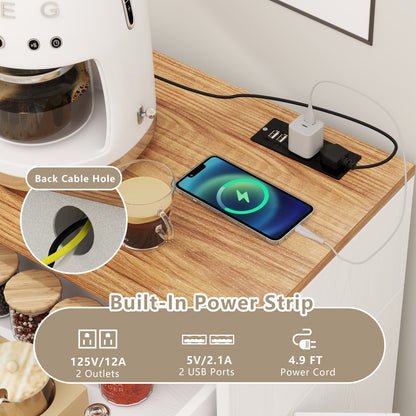 Tilt Out Trash Can Cabinet with Outlets and Adjustable Shelf, White Sideboards Cabinets & Buffets at Gallery Canada