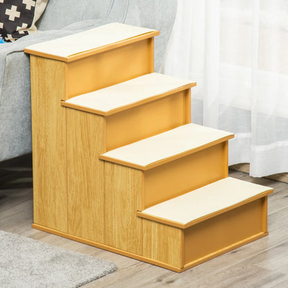 Dog Steps, Pet Stairs for Bed, Cat Ladder for Couch, Non-Slip Carpet, 15.7" x 23.2" x 21.3", Natural Wood Dog Stairs at Gallery Canada