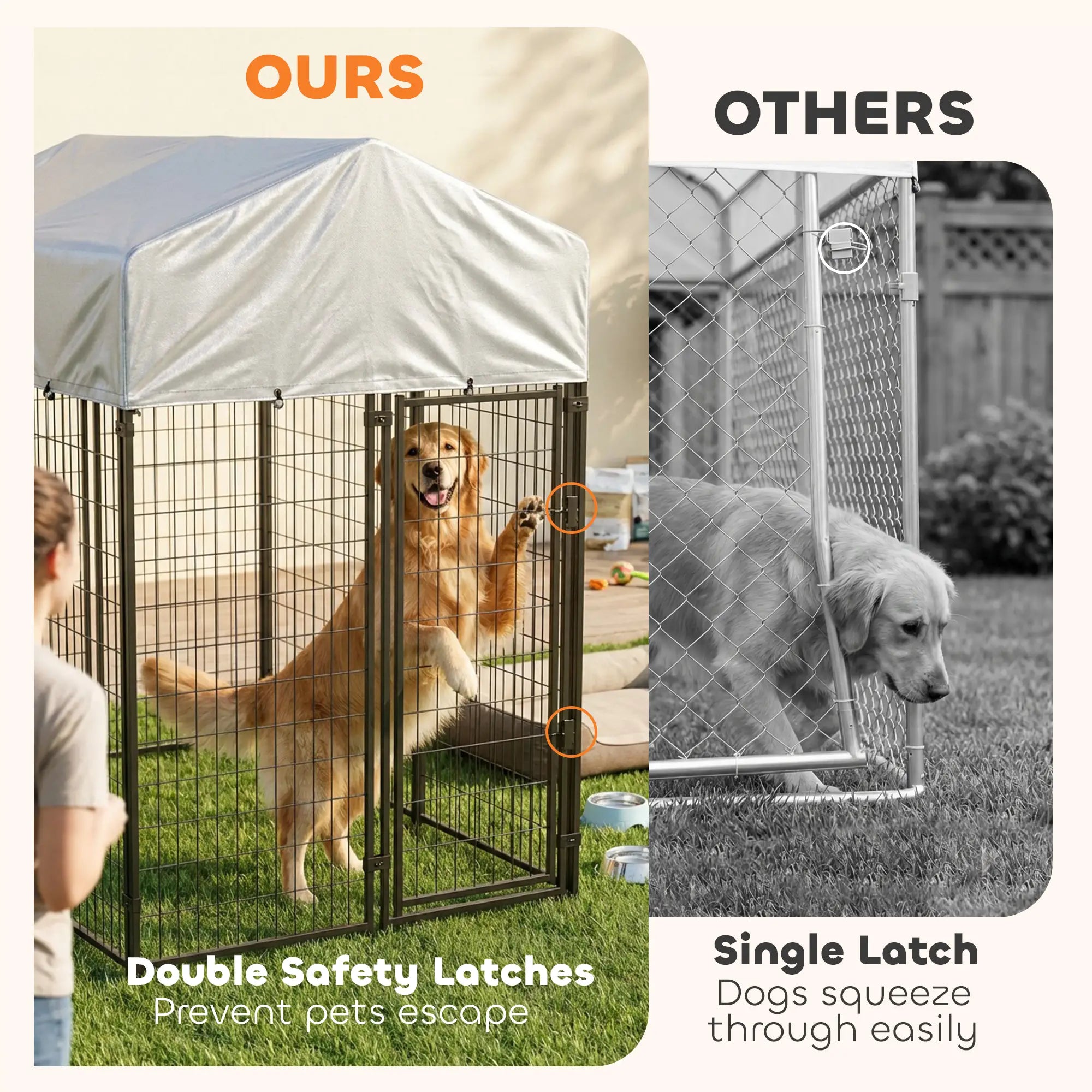 Outdoor Dog Kennel With Roof, 8' x 4' x 6', Heavy Duty Welded Wire Playpen Dog Kennels at Gallery Canada