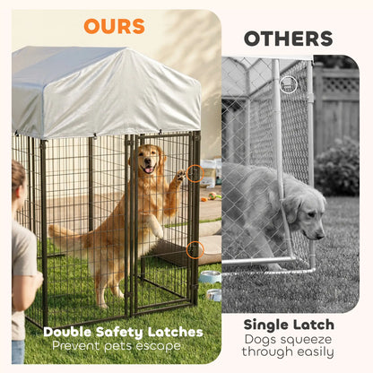 Outdoor Dog Kennel With Roof, 8' x 4' x 6', Heavy Duty Welded Wire Playpen Dog Kennels at Gallery Canada