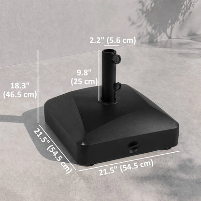 Base de parasol lourde avec roues, 132 lb, noir