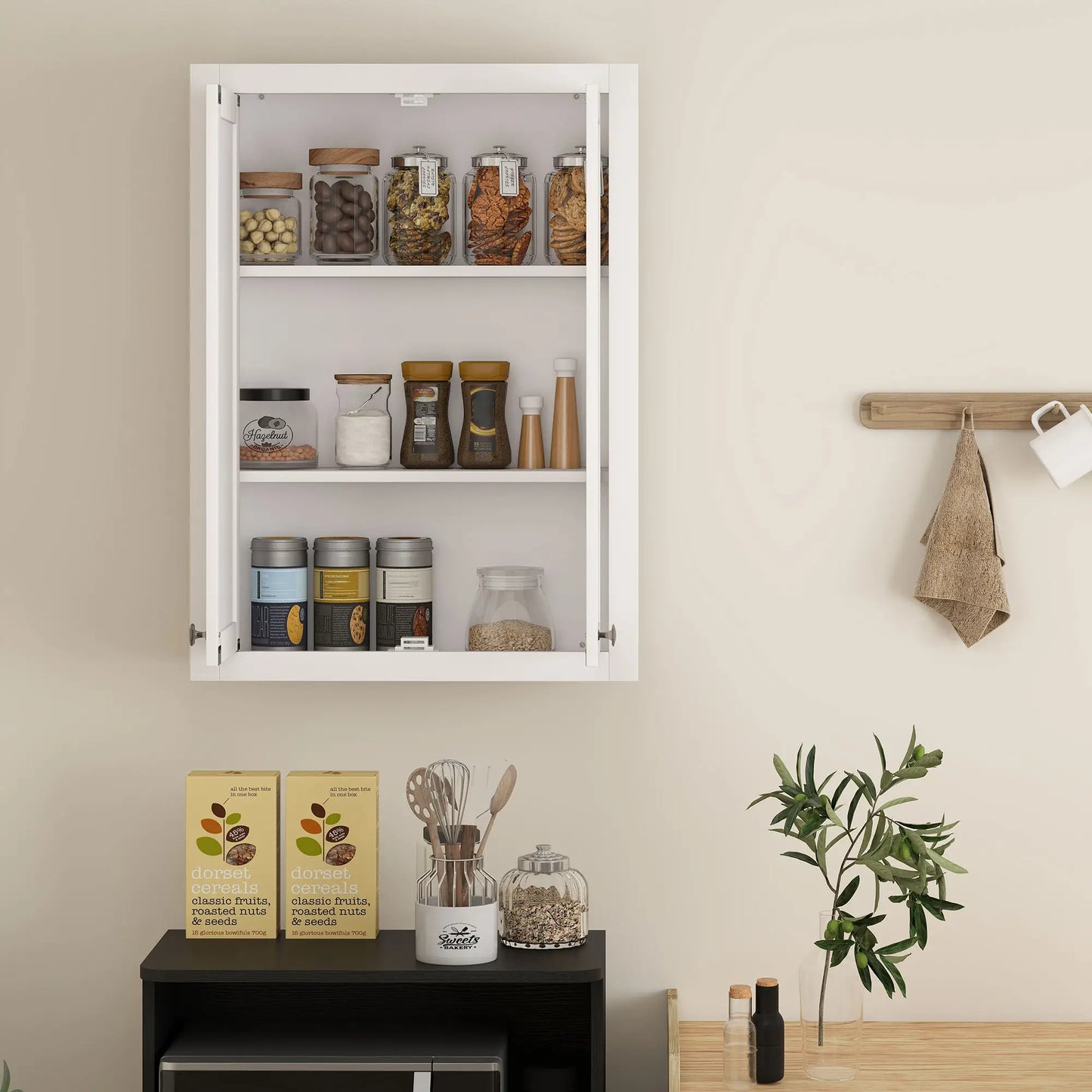 Wall Mounted Bathroom Cabinet, 2 Doors, 2 Adjustable Shelves, White Bathroom Cabinets at Gallery Canada