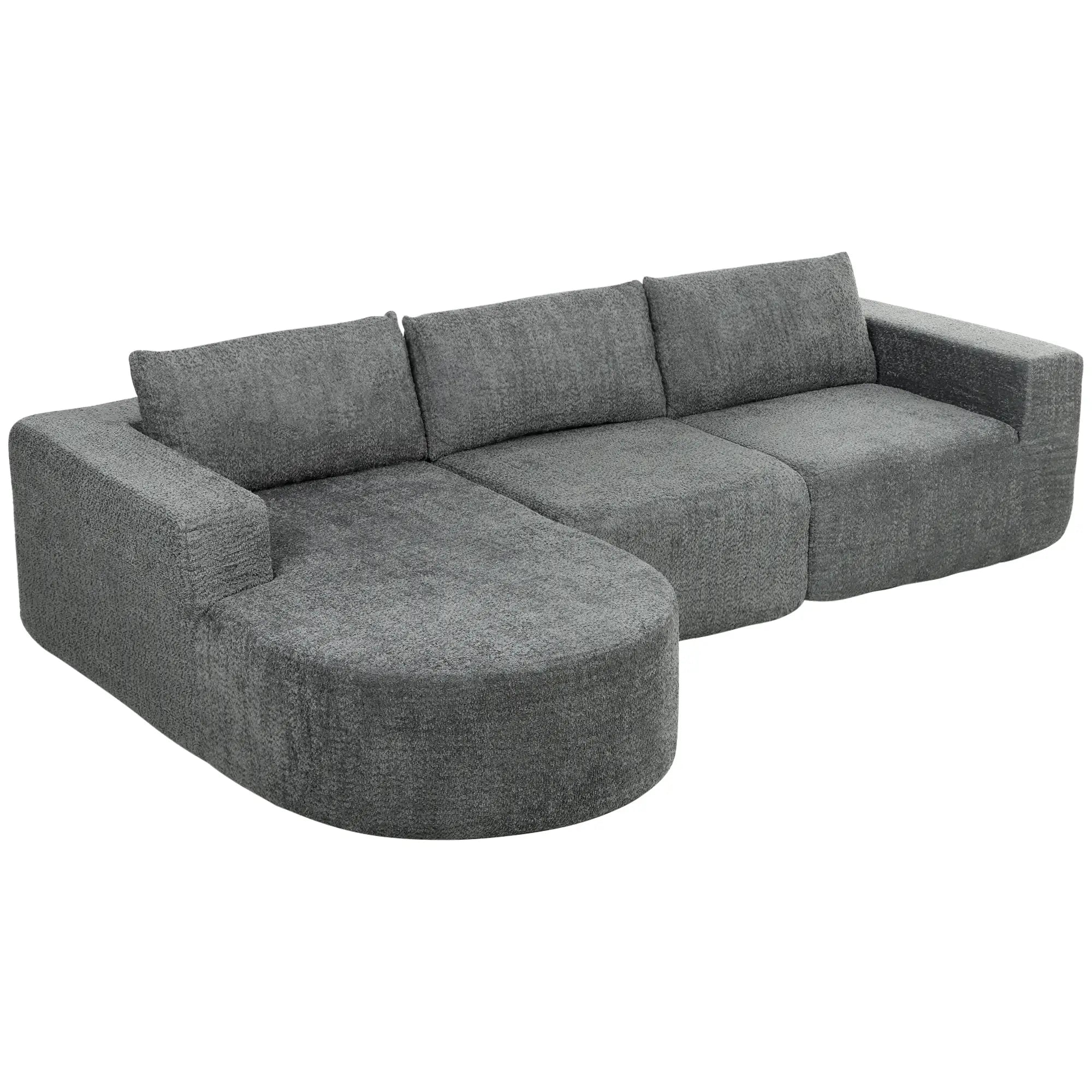 L-Shaped Modular Sectional Sofa, With Chaise And Deep Seat, Dark Grey 3-Seater Sofas Dark Grey at Gallery Canada