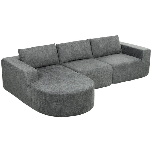 L-Shaped Modular Sectional Sofa, With Chaise And Deep Seat, Dark Grey 3-Seater Sofas Dark Grey at Gallery Canada