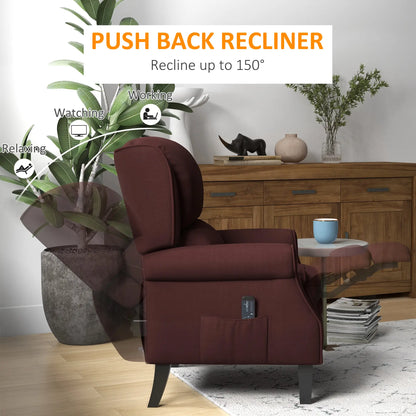 Push Back Recliner Chair, Vibration Massage, Extendable Footrest, Remote, Brown Single Sofas at Gallery Canada