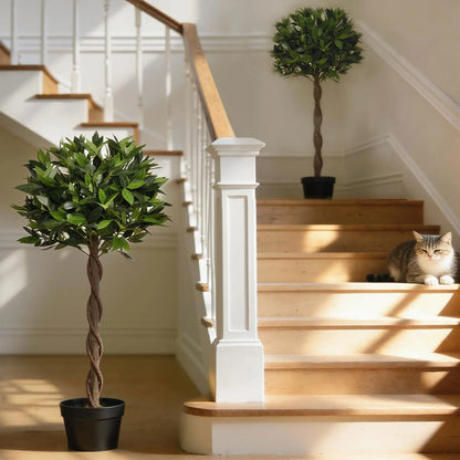 4FT Artificial Laurel Tree Set, Lifelike Fake Plant, Green Artificial Trees at Gallery Canada