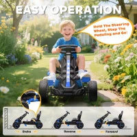 Kids Pedal Go Kart, Ride on Toy, Brake, EVA Tires, Blue