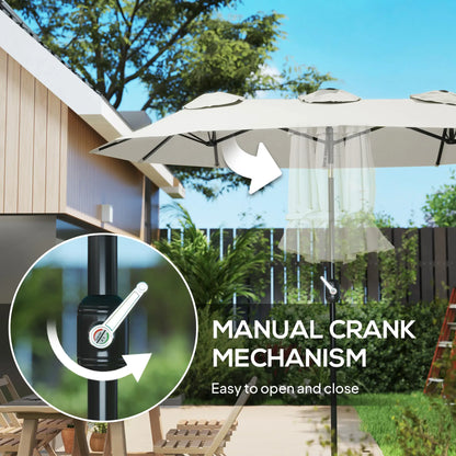 9.7' Double-Sided Patio Umbrella, Tilt Crank Vents, Cream White Sun Umbrellas at Gallery Canada