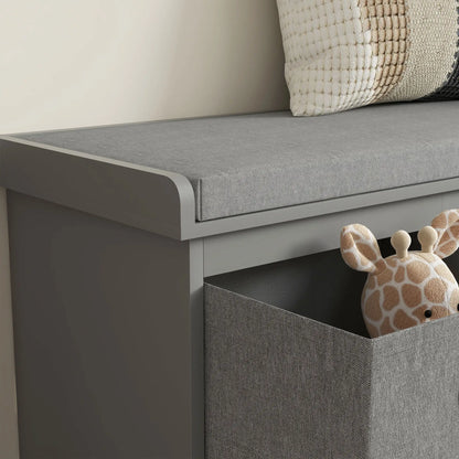 Shoe Storage Bench with Seat, 3 Fabric Drawers, Grey Shoe Storage Cabinets & Racks at Gallery Canada