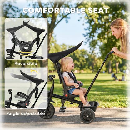 Toddler Tricycle, 4 In 1 Kids Trike, Adjustable Seat, Black Tricycles for Kids at Gallery Canada