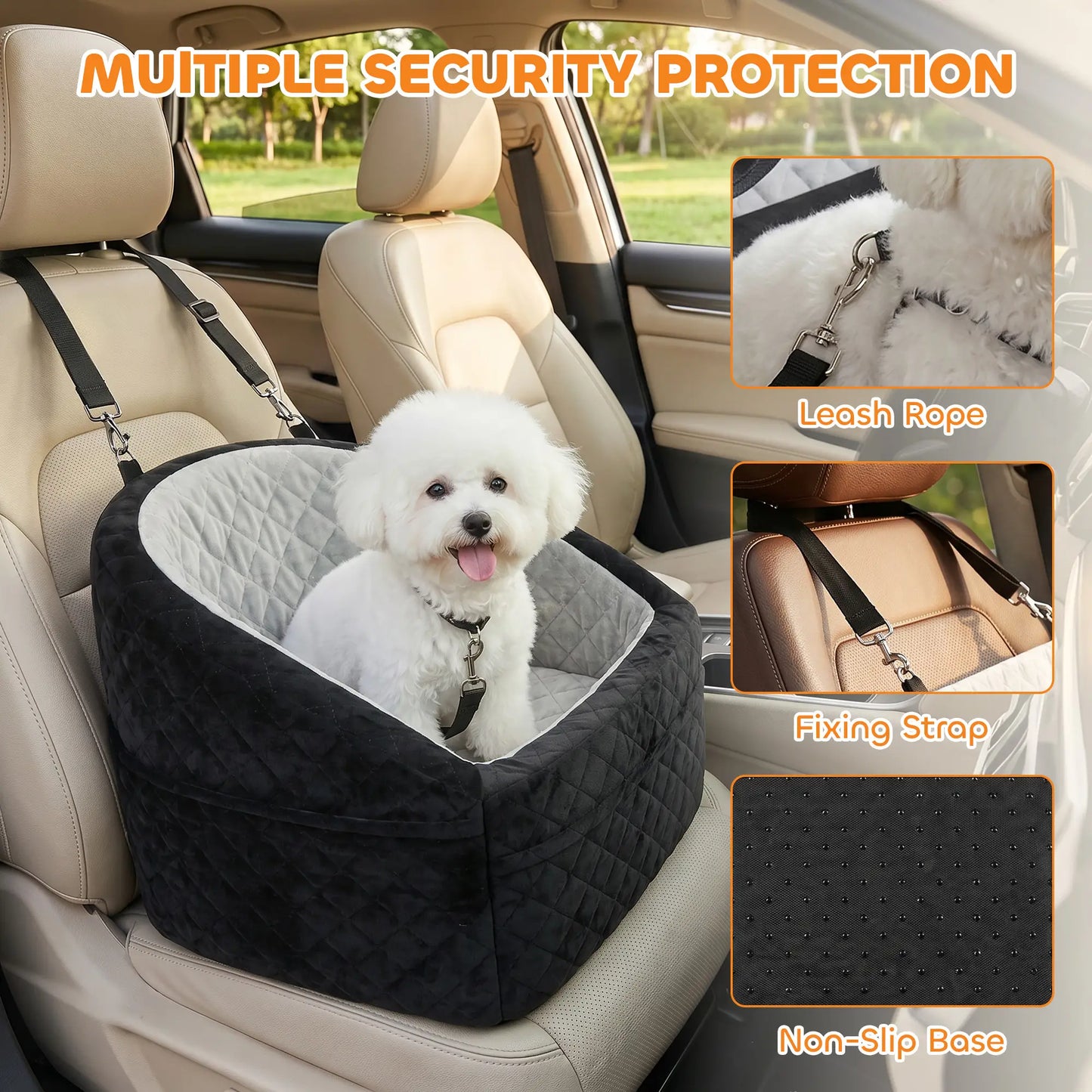 Dog Booster Car Seat Washable, Small Under 10kg, Grey