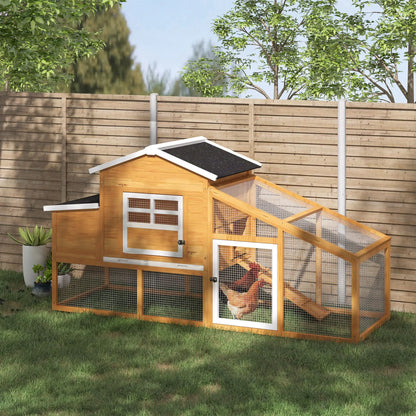79" Wooden Chicken Coop, Outdoor Hen House, With Removable Tray, Brown Chicken Coops at Gallery Canada