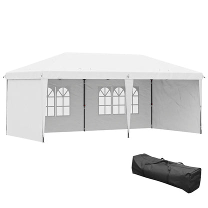 10' x 20' Outdoor Pop Up Canopy Tent, Instant Shelter With Carrying Bag, White Pop Up Canopies at Gallery Canada