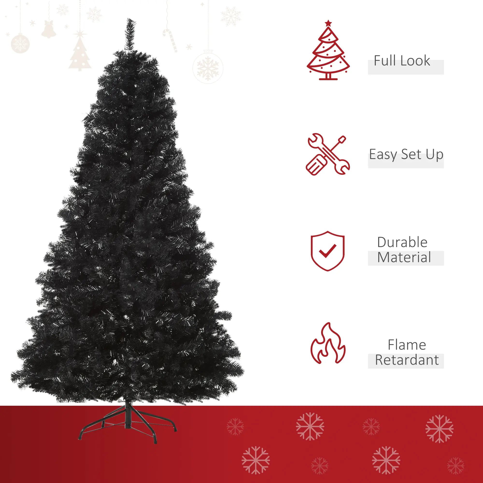 7ft Artificial Christmas Tree, Indoor Holiday Decoration, Black Artificial Christmas Trees at Gallery Canada