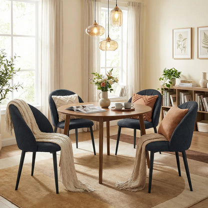 Modern Dining Chairs Set of 4, Upholstered, Metal Legs, Black Dining Chairs at Gallery Canada