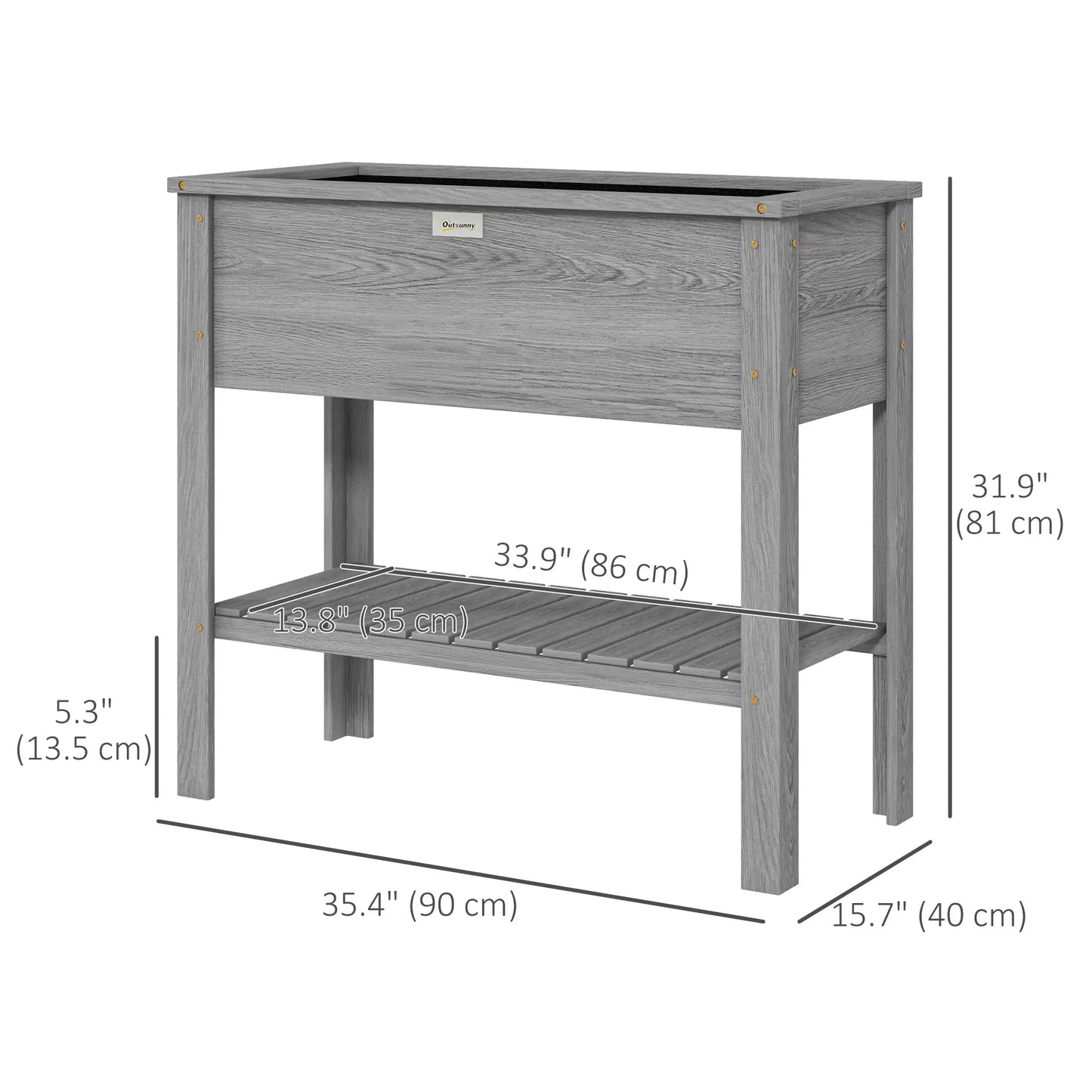 Elevated Planter Box with Storage, 36" x 16" x 32", Grey Raised Garden Beds at Gallery Canada