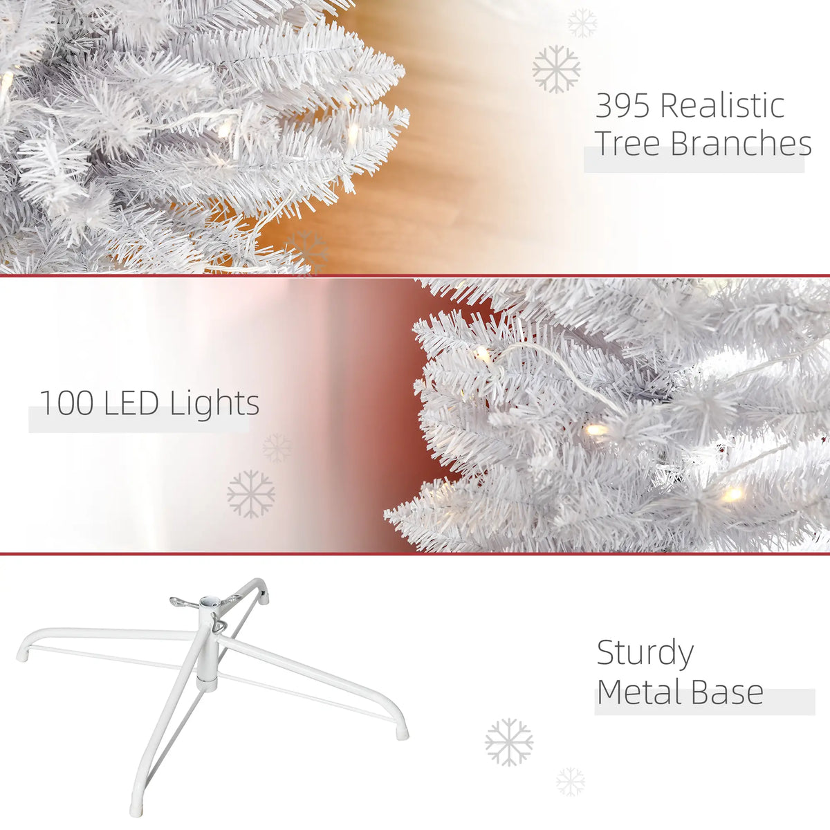 6ft Prelit Pencil Artificial Christmas Tree, 395 Branches, 100 LED Lights, White Pre Lit Christmas Trees at Gallery Canada