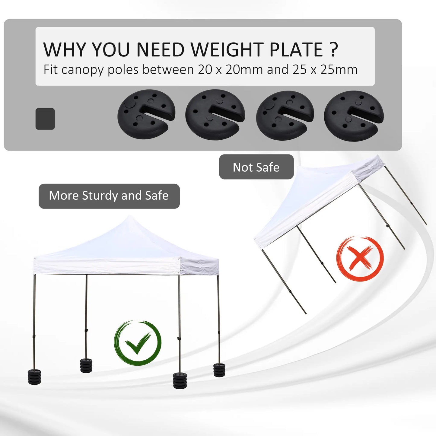 Set of 4 Party Tent Canopy Weight Plates, Gazebo Anchor Base Weights Umbrella Bases at Gallery Canada