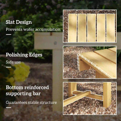 43.25" Outdoor Wood Garden Bench, Backless Patio Loveseat, Natural Outdoor Benches at Gallery Canada