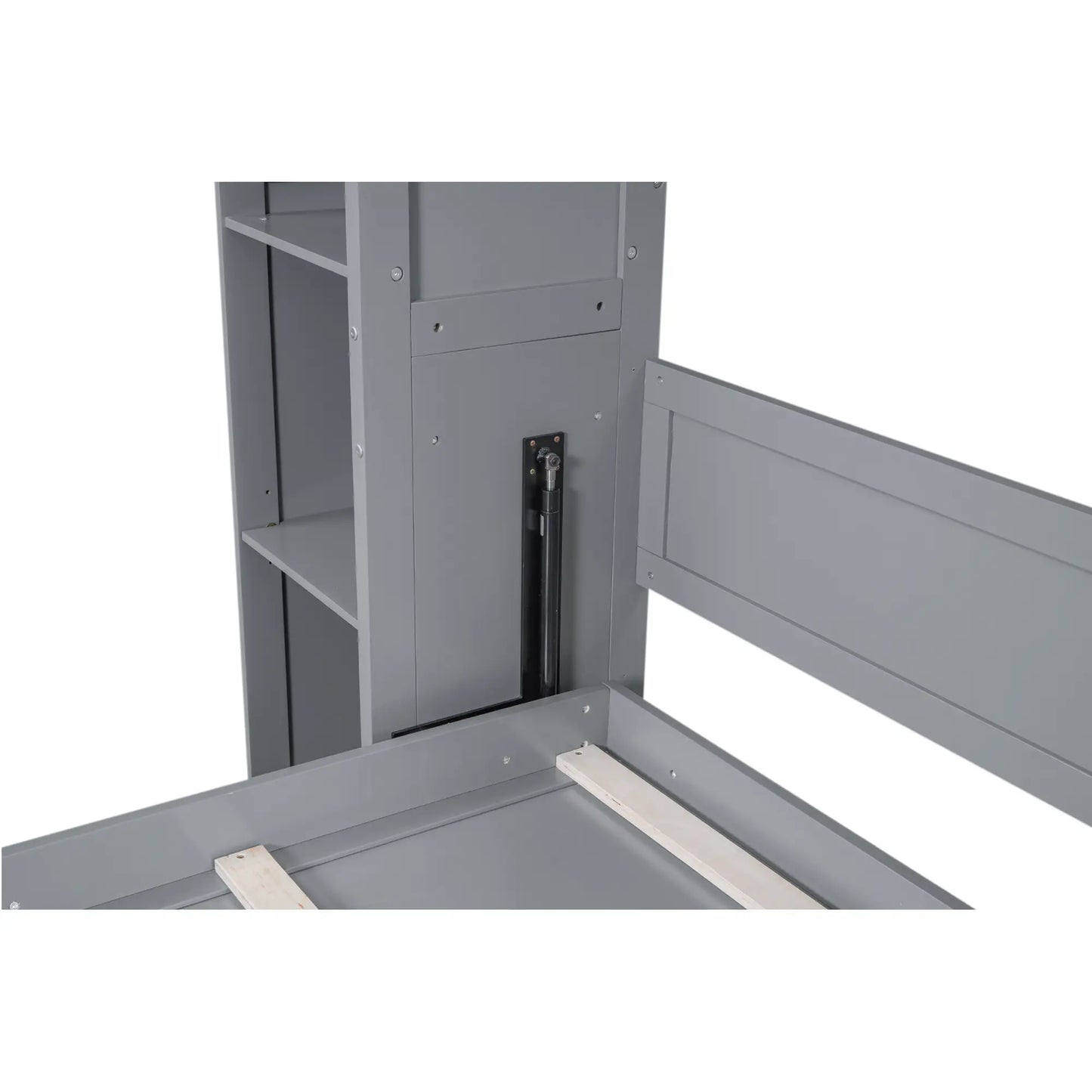 Murphy Bed with Shelves, LED Lights, 97.5" L x 84.5" W x 88.5" H, Grey Bed Frames at Gallery Canada