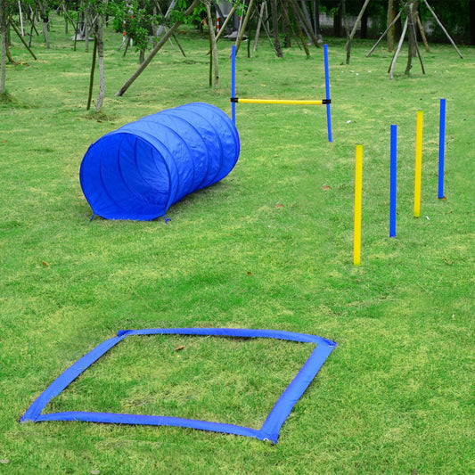 Dog Pet Agility Training Kit High Jump Weave Pole Tunnel Ring Obedience Training Set Adjustable Equipment Portable - Gallery Canada