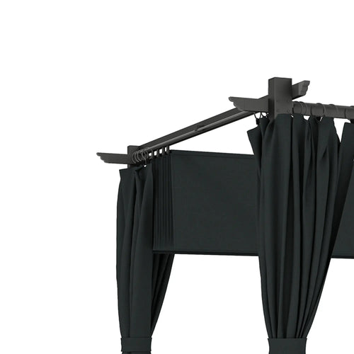 10' x 13' Pergola, Retractable Canopy, UPF30+ Sun Shade, Garden, Backyard