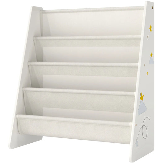 Fabric Kids Bookshelf, 4-Tier Toddler Sling Book Rack, White Baby & Kids Storage White, Cream White at Gallery Canada