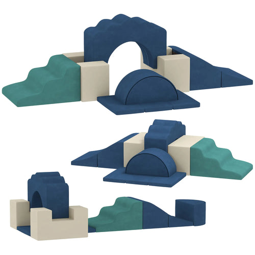 7-Piece Baby Soft Play Set, Indoor Gym for Crawling, Navy Blue